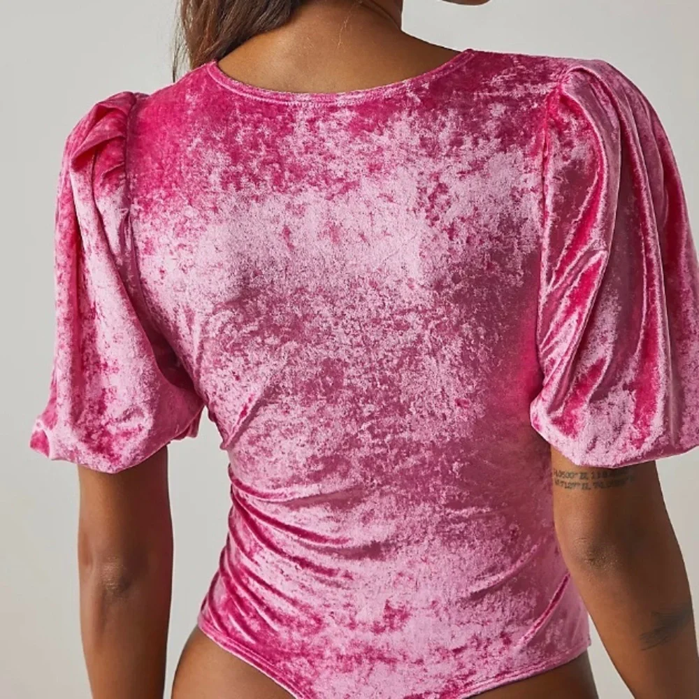 Free People Intimately - Pink Velvet Bodysuit